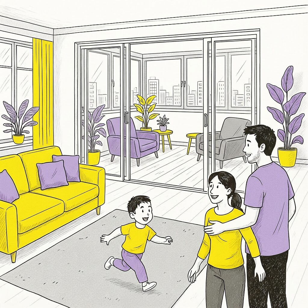 Пример законного объединения лоджии Законное объединение гостиной с лоджией через стеклянные двери