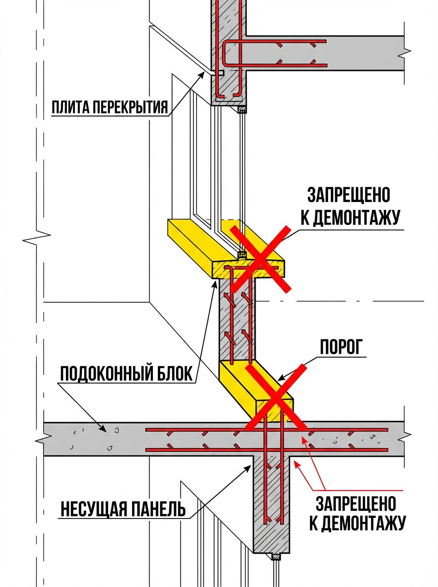 Почему нельзя сносить порожек в панели Конструкция панельного дома: запрет на снос порожка