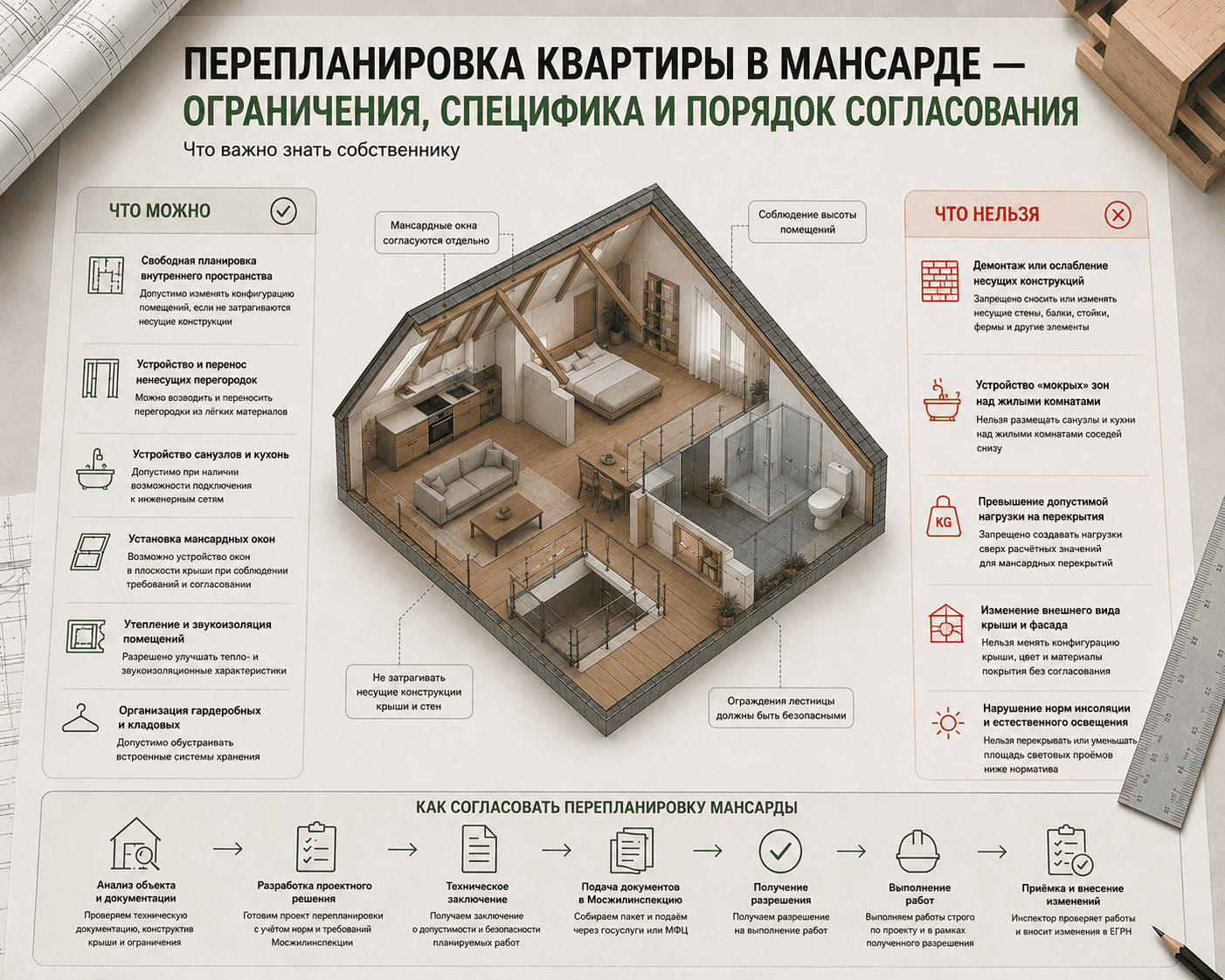 Перепланировка мансарды