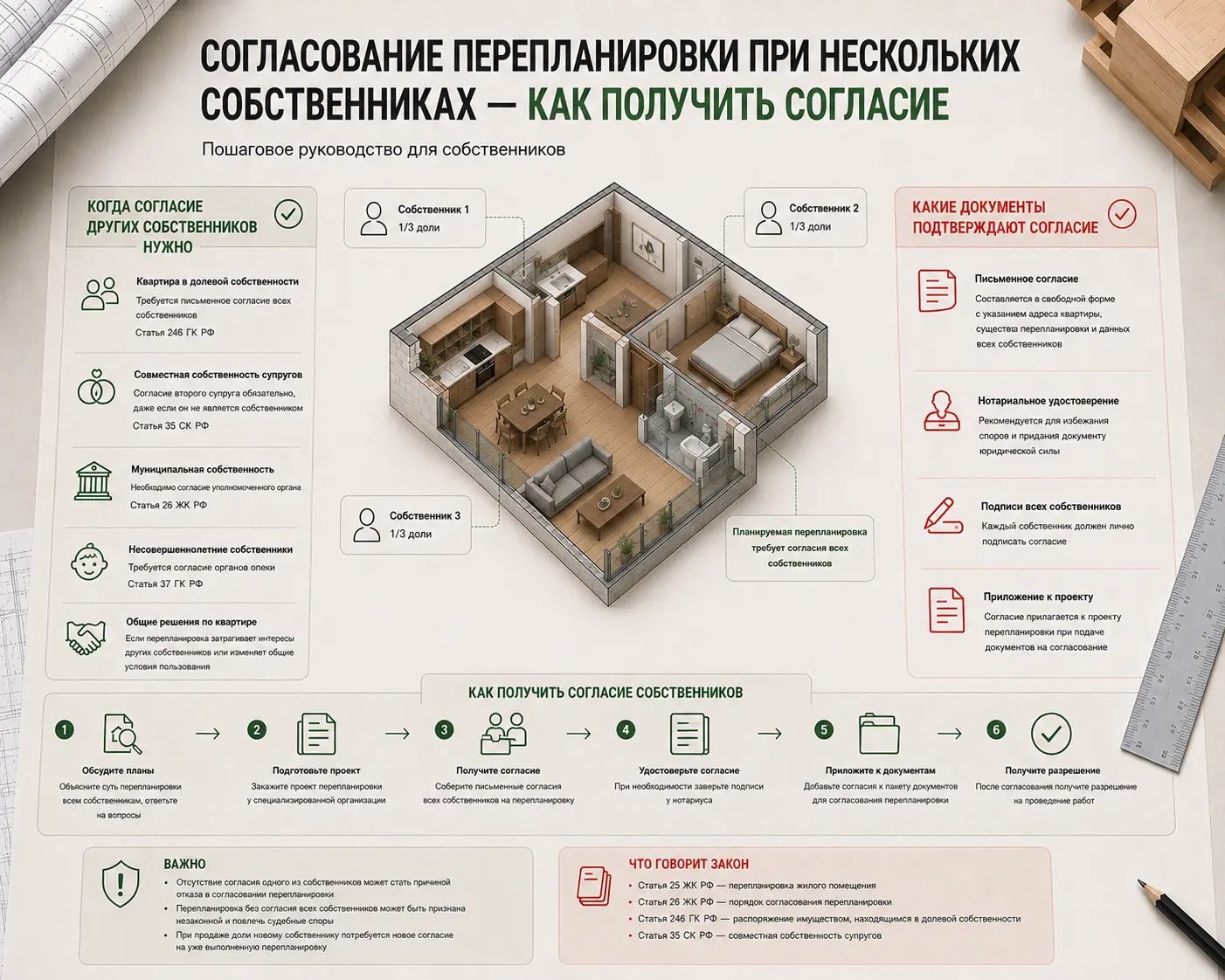 Согласование квартиры с несколькими собственниками