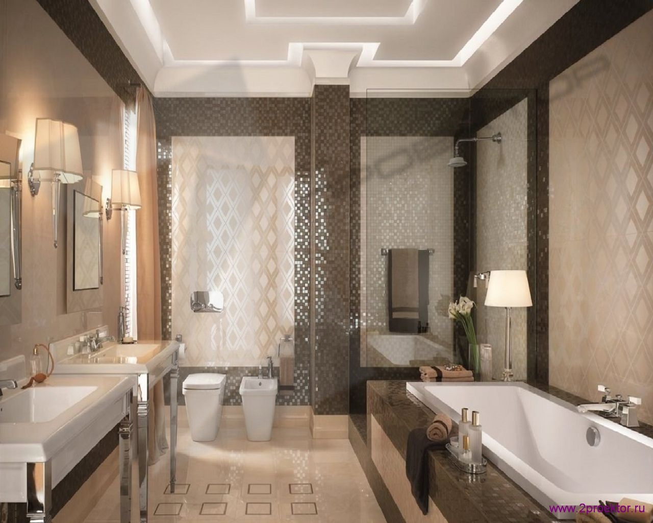 Дизайн ванной комнаты совмещенной с санузлом в Жилом комплексе Филичета.